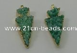 NGP4158 20*45mm - 22*48mm arrowhead druzy quartz pendants