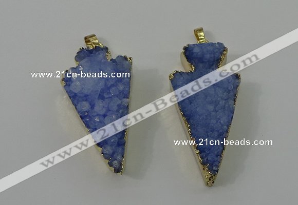 NGP4159 20*45mm - 22*48mm arrowhead druzy quartz pendants