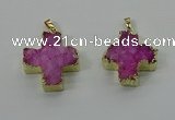 NGP4165 30*32mm cross druzy quartz pendants wholesale