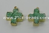 NGP4167 30*32mm cross druzy quartz pendants wholesale