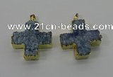 NGP4168 30*32mm cross druzy quartz pendants wholesale