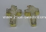 NGP4172 30*48mm - 32*50mm cross druzy quartz pendants wholesale