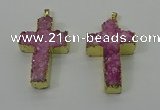 NGP4175 30*48mm - 32*50mm cross druzy quartz pendants wholesale