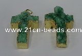 NGP4177 30*48mm - 32*50mm cross druzy quartz pendants wholesale