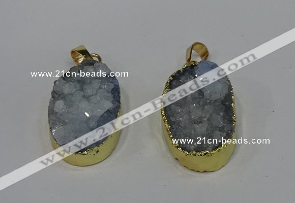 NGP4189 18*25mm - 18*28mm oval druzy quartz pendants wholesale