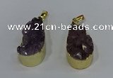 NGP4240 18*35mm teardrop druzy amethyst pendants wholesale