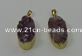 NGP4242 18*35mm oval druzy amethyst pendants wholesale