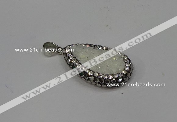 NGP4266 14*23mm flat teardrop plated quartz pendants wholesale