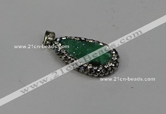 NGP4271 14*23mm flat teardrop plated quartz pendants wholesale