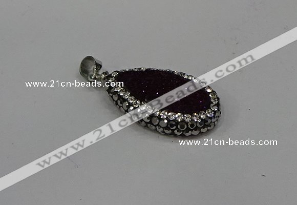 NGP4276 14*23mm flat teardrop plated quartz pendants wholesale