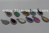 NGP4282 14*23mm flat teardrop plated quartz pendants wholesale