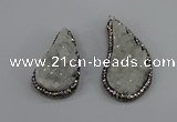 NGP4304 20*40mm - 25*50mm wing-shaped druzy quartz pendants