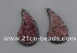 NGP4307 20*40mm - 25*50mm wing-shaped druzy quartz pendants