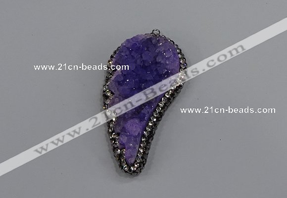 NGP4315 20*40mm - 25*50mm wing-shaped druzy quartz pendants