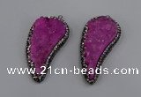 NGP4316 20*40mm - 25*50mm wing-shaped druzy quartz pendants