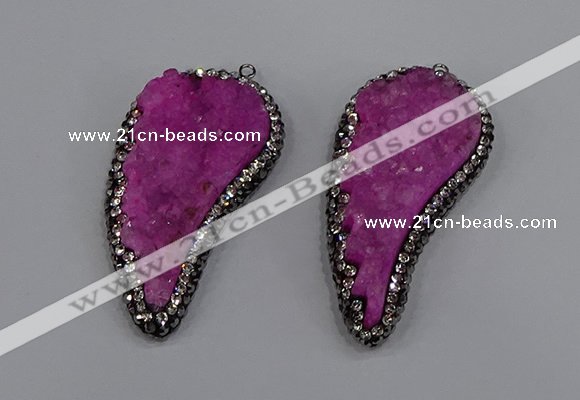 NGP4316 20*40mm - 25*50mm wing-shaped druzy quartz pendants
