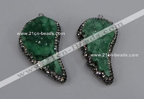 NGP4318 20*40mm - 25*50mm wing-shaped druzy quartz pendants