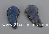 NGP4319 20*40mm - 25*50mm wing-shaped druzy quartz pendants