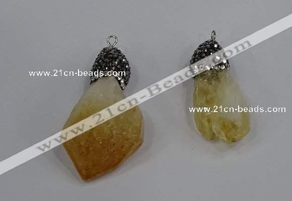 NGP4326 18*35mm - 20*40mm nuggets druzy citrine pendants