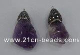 NGP4327 18*35mm - 20*40mm nuggets druzy amethyst pendants