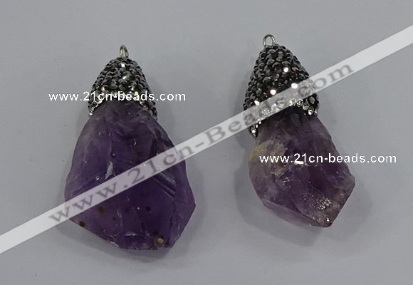 NGP4327 18*35mm - 20*40mm nuggets druzy amethyst pendants