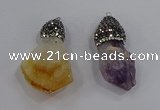 NGP4328 18*35mm - 20*40mm nuggets druzy amethyst & citrine pendants