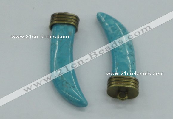 NGP4526 15*55mm - 15*60mm horn blue turquoise pendants wholesale