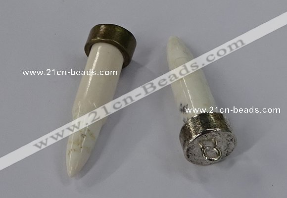 NGP4538 15*52mm bullet-shaped white howlite turquoise pendants