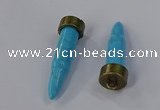 NGP4541 15*52mm bullet-shaped white howlite turquoise pendants