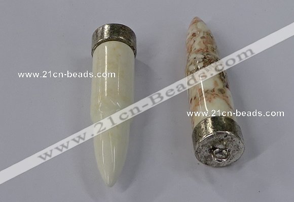 NGP4544 15*62mm bullet-shaped white howlite turquoise pendants