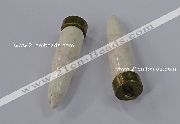 NGP4545 15*62mm bullet-shaped white howlite turquoise pendants