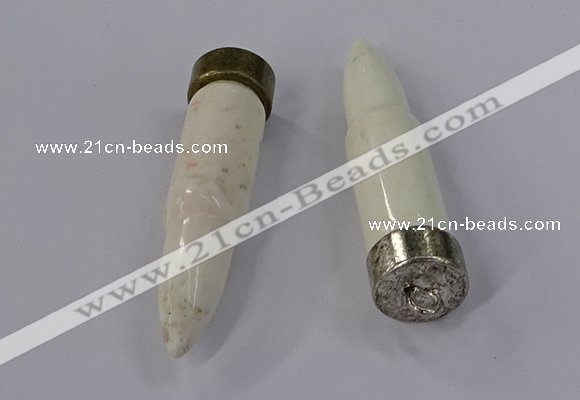 NGP4546 15*56mm bullet-shaped white howlite turquoise pendants