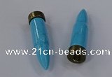 NGP4549 15*62mm bullet-shaped white howlite turquoise pendants