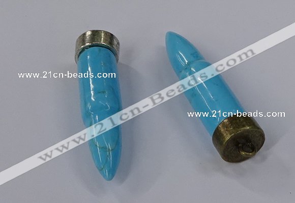 NGP4550 15*56mm bullet-shaped white howlite turquoise pendants