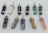 NGP5023 8*30mm sticks mixed gemstone pendants wholesale