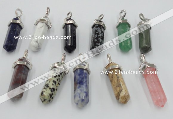 NGP5023 8*30mm sticks mixed gemstone pendants wholesale