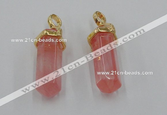 NGP5028 8*30mm sticks cherry quartz gemstone pendants wholesale