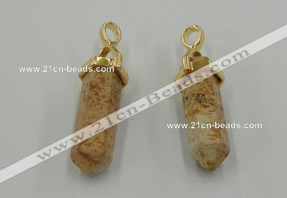 NGP5035 8*30mm sticks picture jasper pendants wholesale