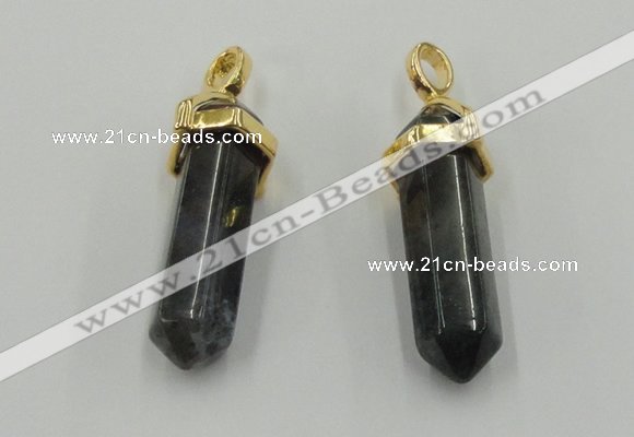 NGP5038 8*30mm sticks moss agate gemstone pendants wholesale