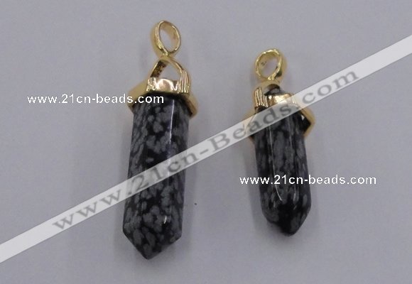 NGP5046 8*30mm sticks snowflake obsidian pendants wholesale