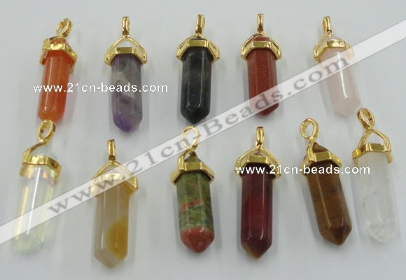 NGP5047 8*30mm sticks mixed gemstone pendants wholesale