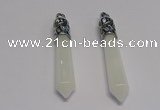 NGP5414 10*65mm sticks white jade gemstone pendants wholesale