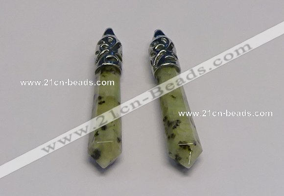 NGP5419 10*65mm sticks kiwi jasper pendants wholesale
