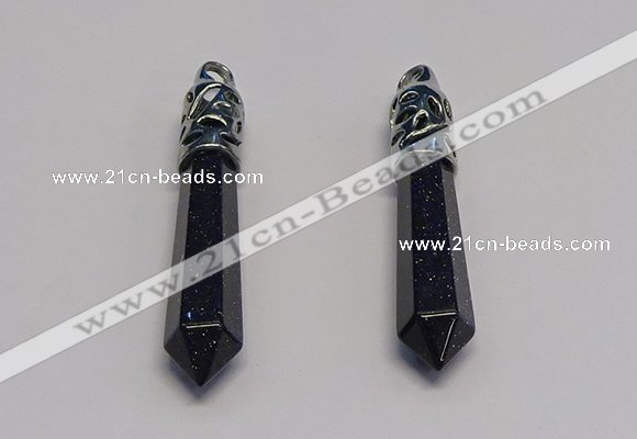 NGP5425 10*65mm sticks blue goldstone pendants wholesale