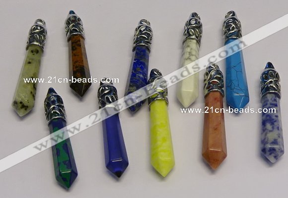 NGP5433 10*65mm sticks mixed gemstone pendants wholesale