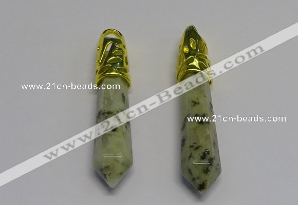 NGP5445 10*65mm sticks kiwi jasper pendants wholesale