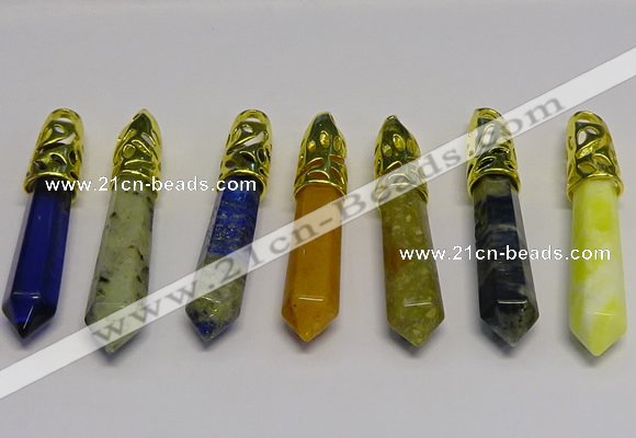 NGP5448 10*65mm sticks mixed gemstone pendants wholesale