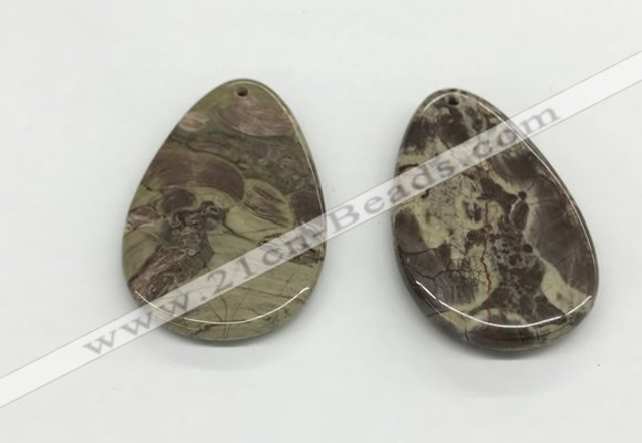 NGP5502 35*55mm flat teardrop rainforest agate pendants wholesale