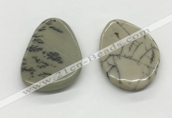 NGP5525 30*50mm - 35*55mm flat teardrop jasper pendants