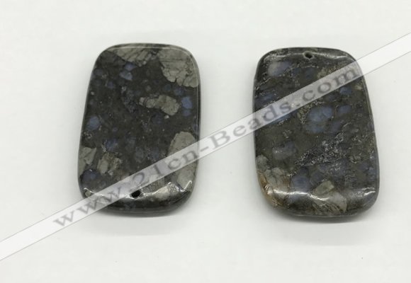 NGP5530 35*55mm rectangle grey opal gemstone pendants